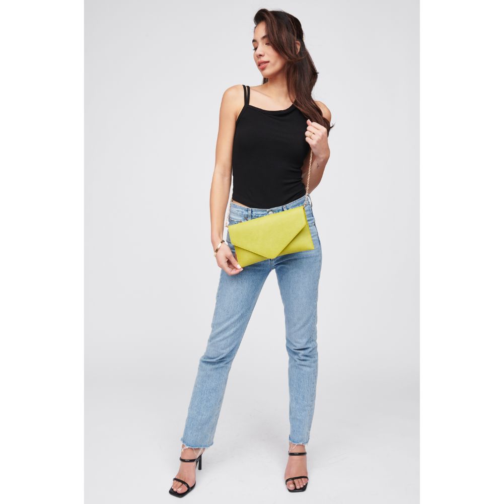 Woman wearing Citron Urban Expressions Izzy Clutch 840611100221 View 3 | Citron