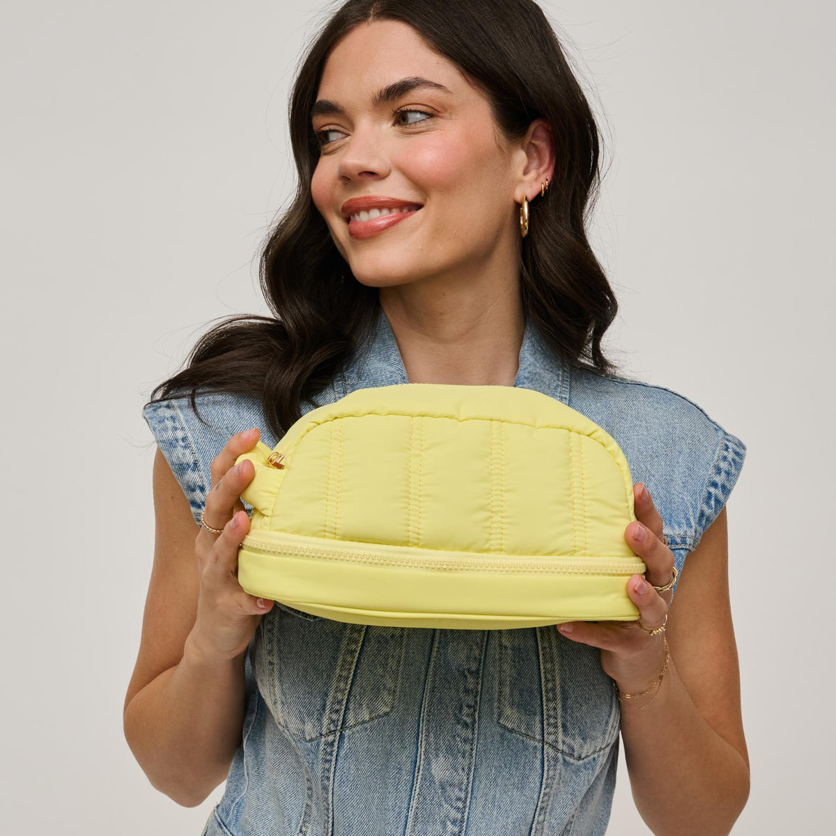 Woman wearing Butter Urban Expressions Jet - Nylon Dopp Kit 840611195265 View 1 | Butter