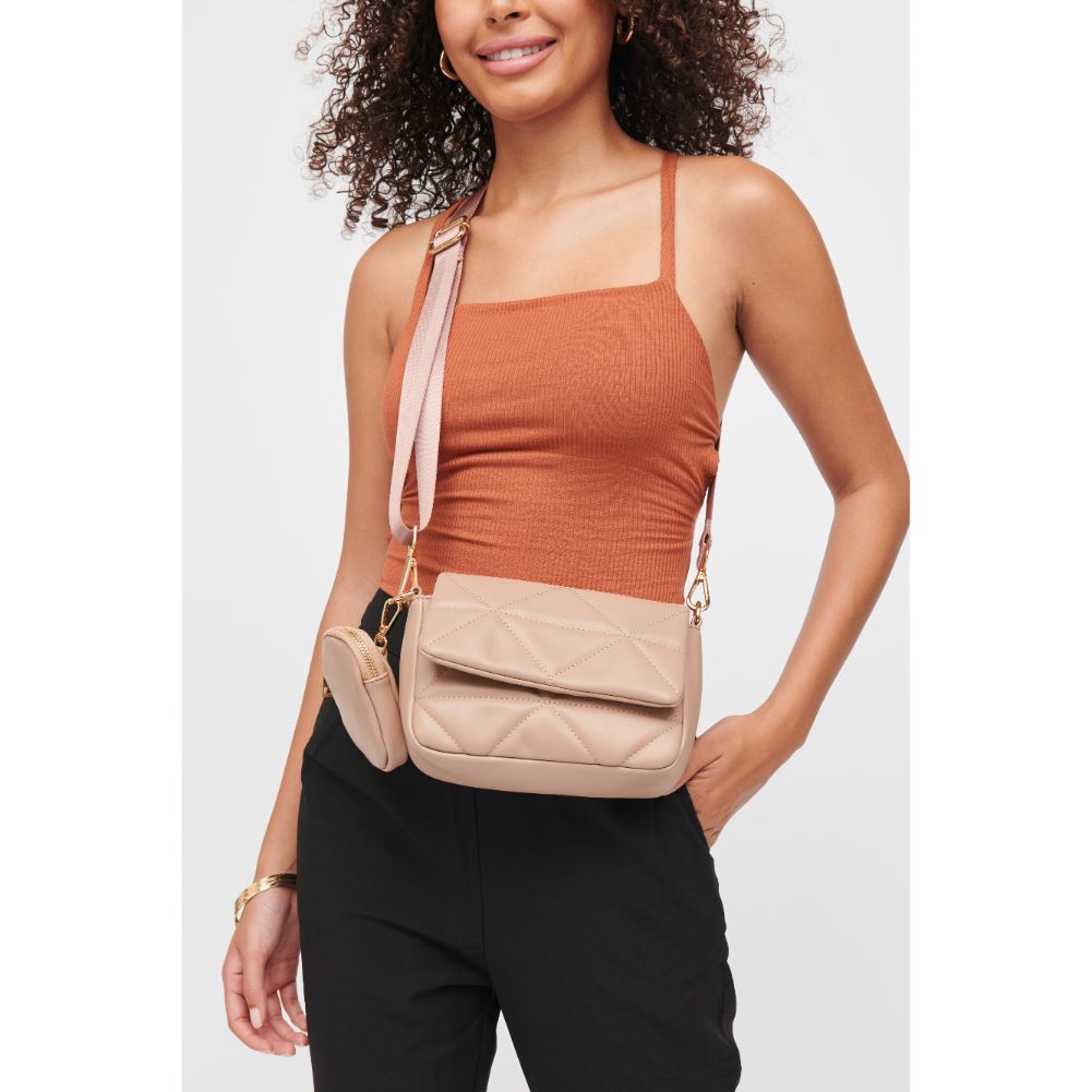 Woman wearing Nude Urban Expressions Tasha Crossbody 840611185648 View 1 | Nude