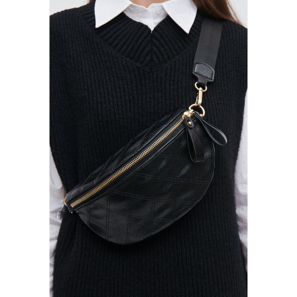 Woman wearing Black Urban Expressions Lachlan - Quilted Belt Bag 840611104366 View 4 | Black