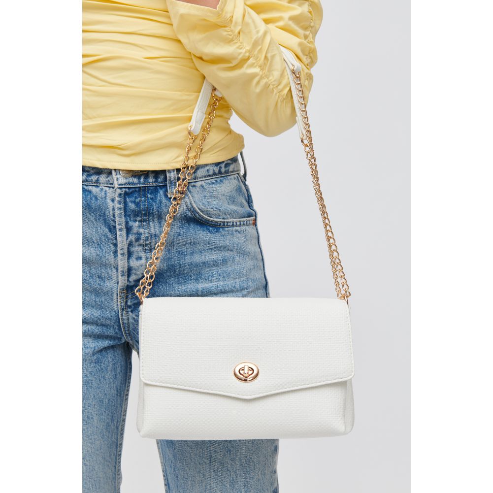 Woman wearing White Urban Expressions Wrenlee Crossbody 840611118424 View 4 | White