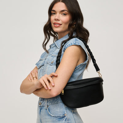 Woman wearing Black Urban Expressions Laney Belt Bag 840611146489 View 1 | Black