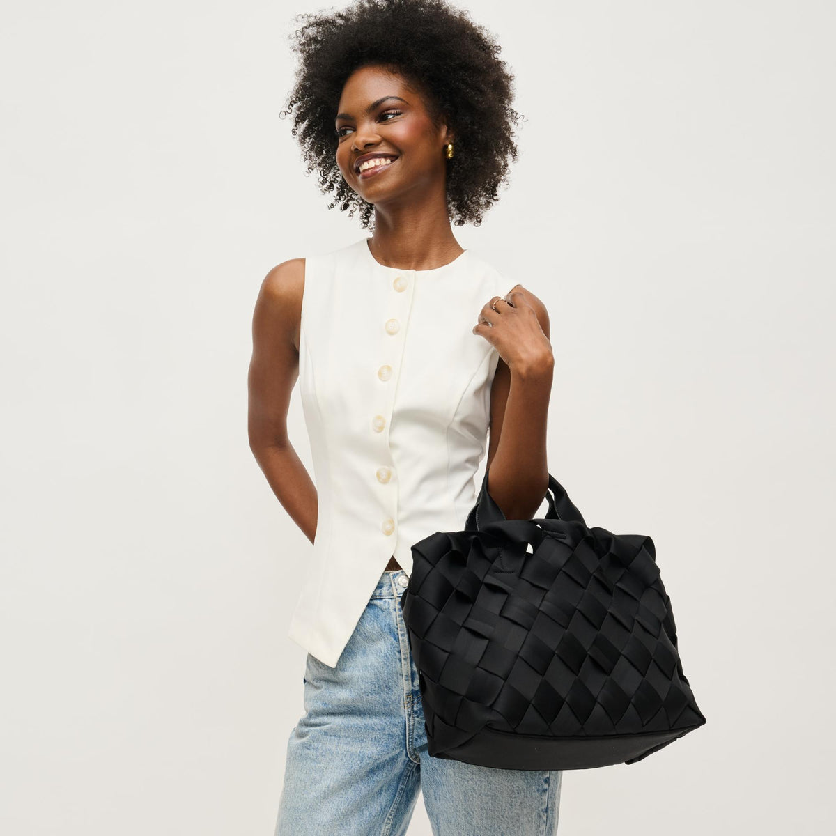 Woman wearing Black Urban Expressions Ruth Tote 840611146731 View 1 | Black