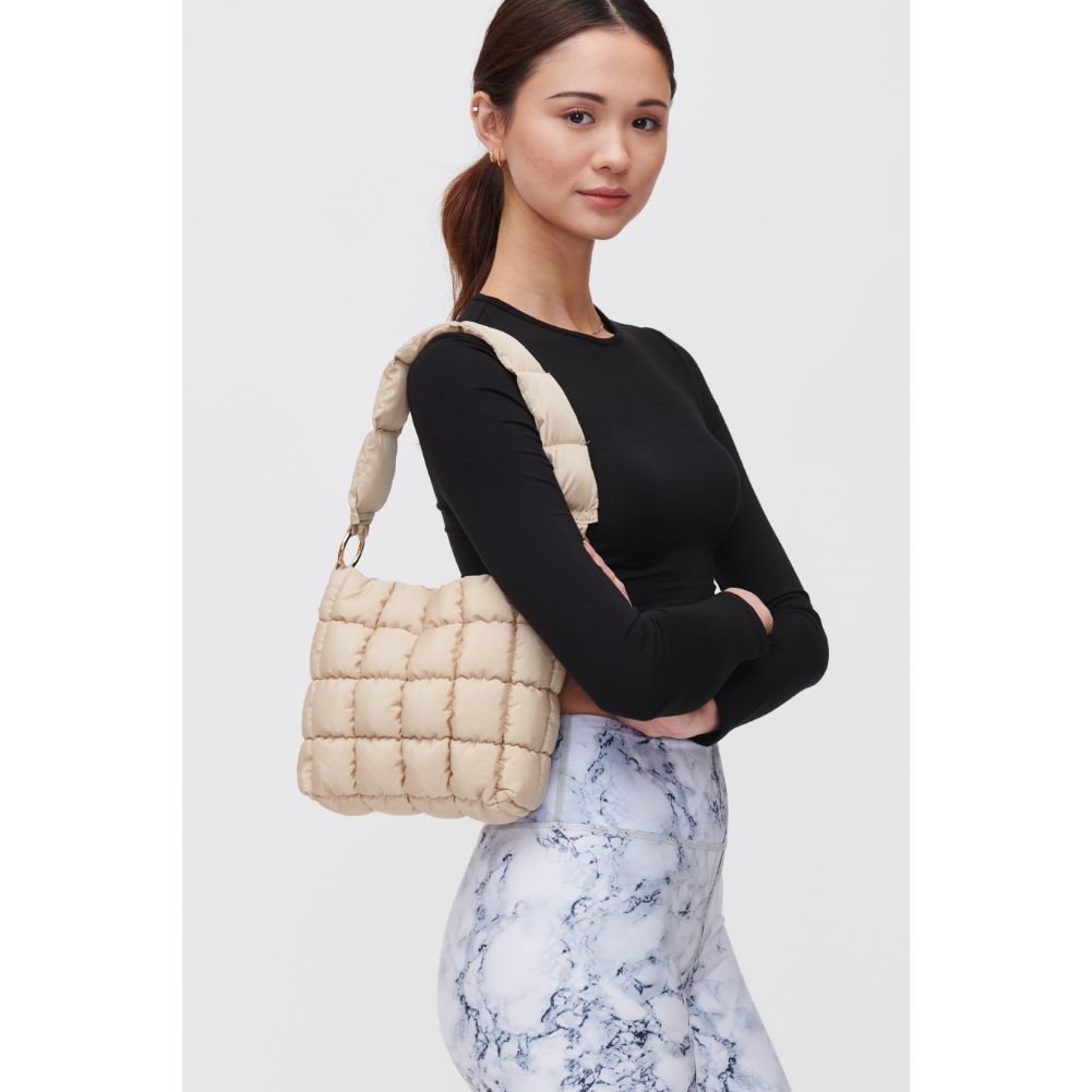 Woman wearing Natural Urban Expressions Wylie - Quilted Nylon Hobo 840611108166 View 1 | Natural