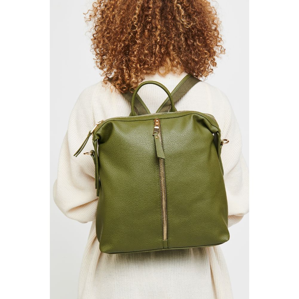 Woman wearing Olive Urban Expressions Kenzie Backpack 840611133588 View 1 | Olive