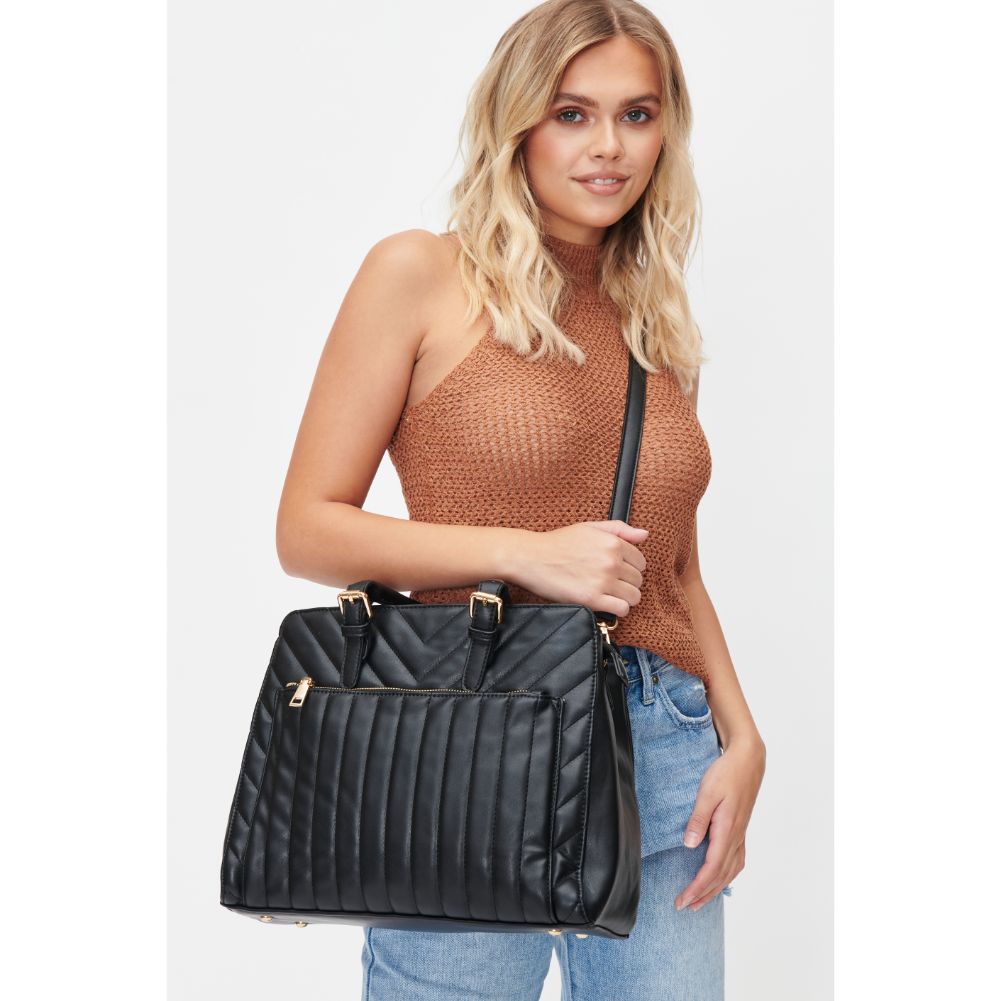 Woman wearing Black Urban Expressions Keegan Satchel 840611101303 View 2 | Black