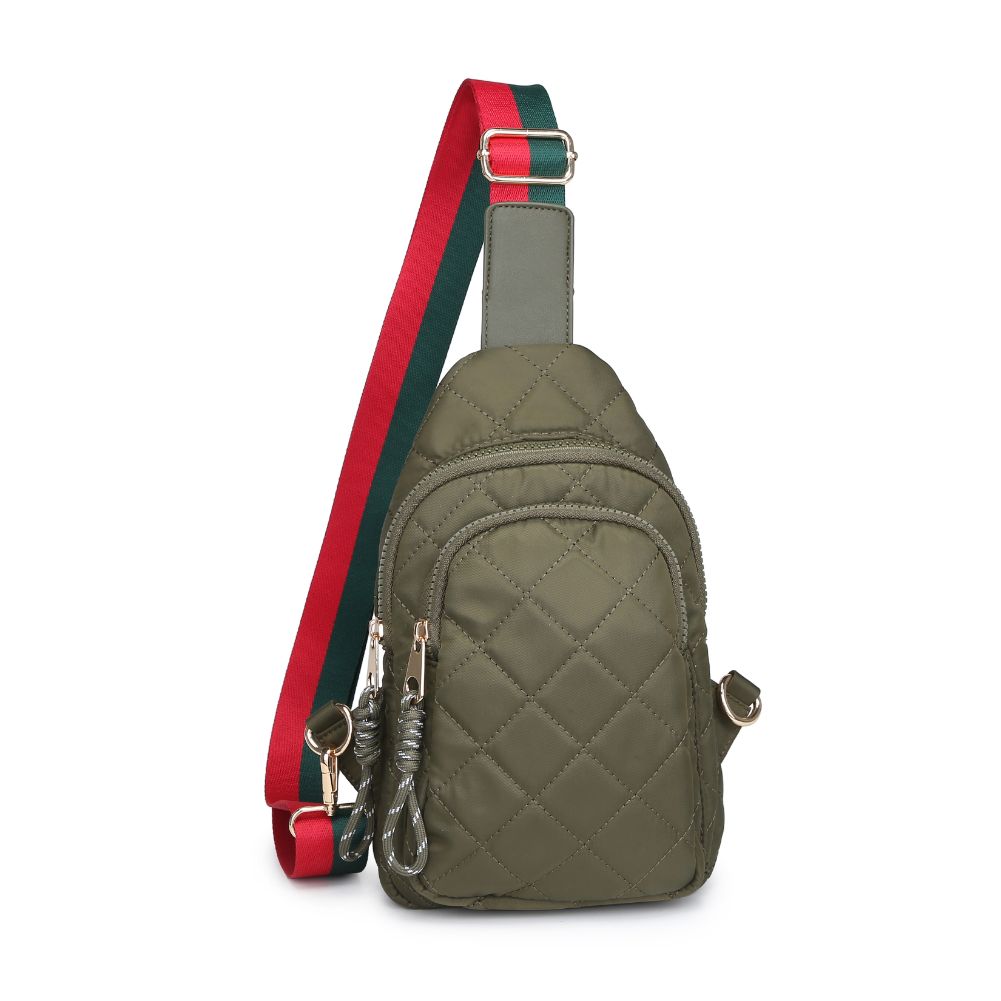 Product Image of Urban Expressions Ace - Quilted Nylon Sling Backpack 840611101693 View 5 | Olive