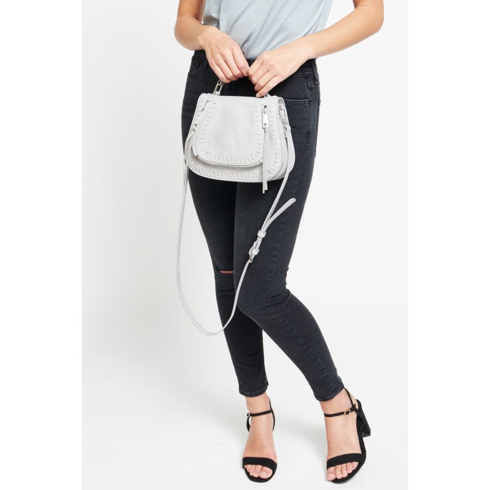 Woman wearing Dove Grey Urban Expressions Khloe - Mini Crossbody 840611176592 View 4 | Dove Grey