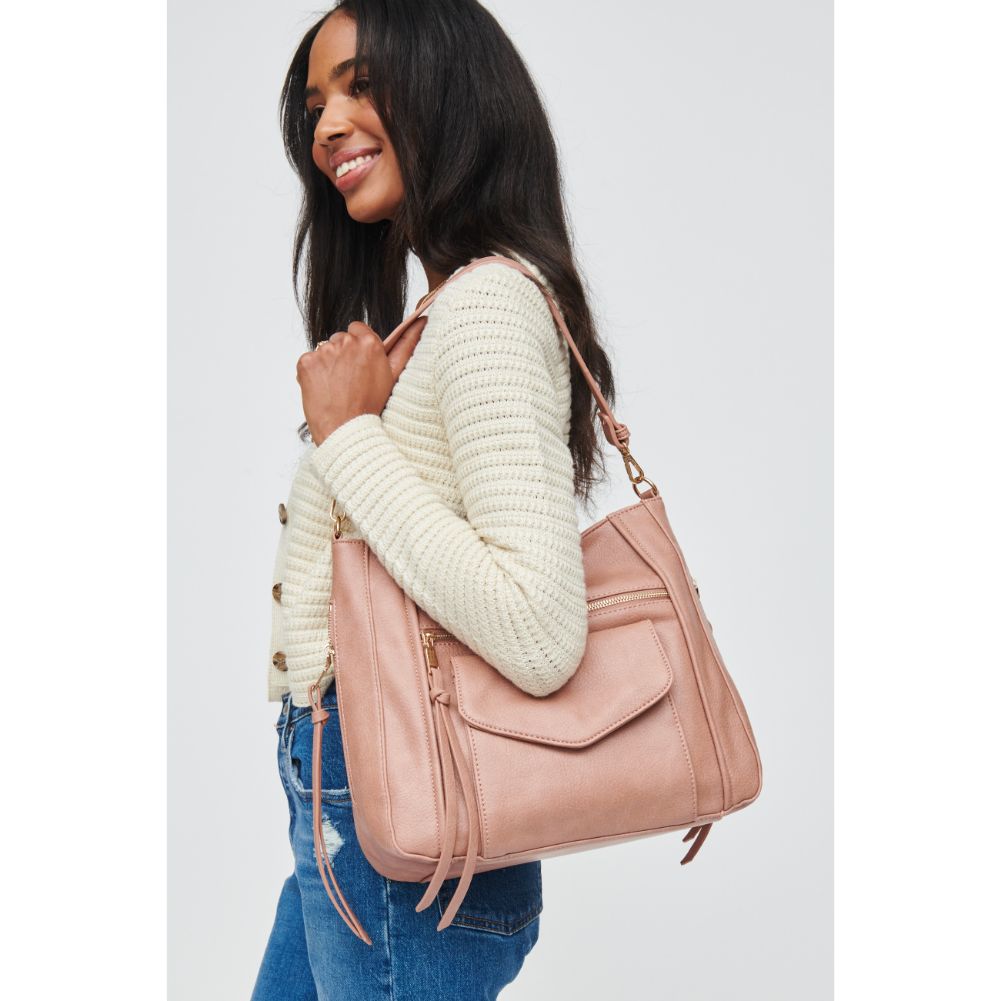 Woman wearing Blush Urban Expressions Brooke Hobo 840611108005 View 2 | Blush