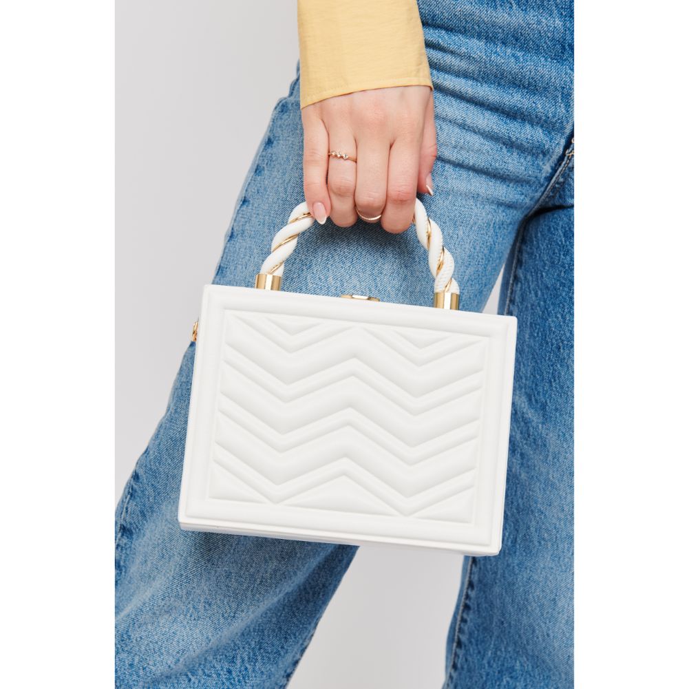 Woman wearing White Urban Expressions Othilia Evening Bag 818209019996 View 4 | White