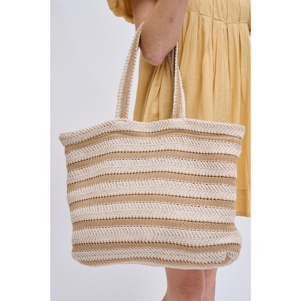 Woman wearing Ivory Natural Urban Expressions Ophelia Tote 840611191144 View 4 | Ivory Natural