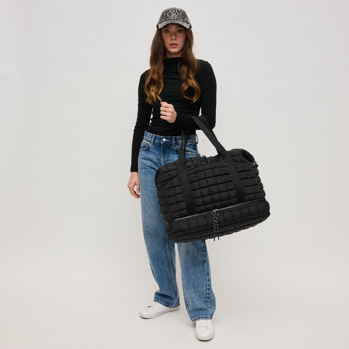 Woman wearing Black Urban Expressions Globetrotter Weekender 840611143471 View 2 | Black