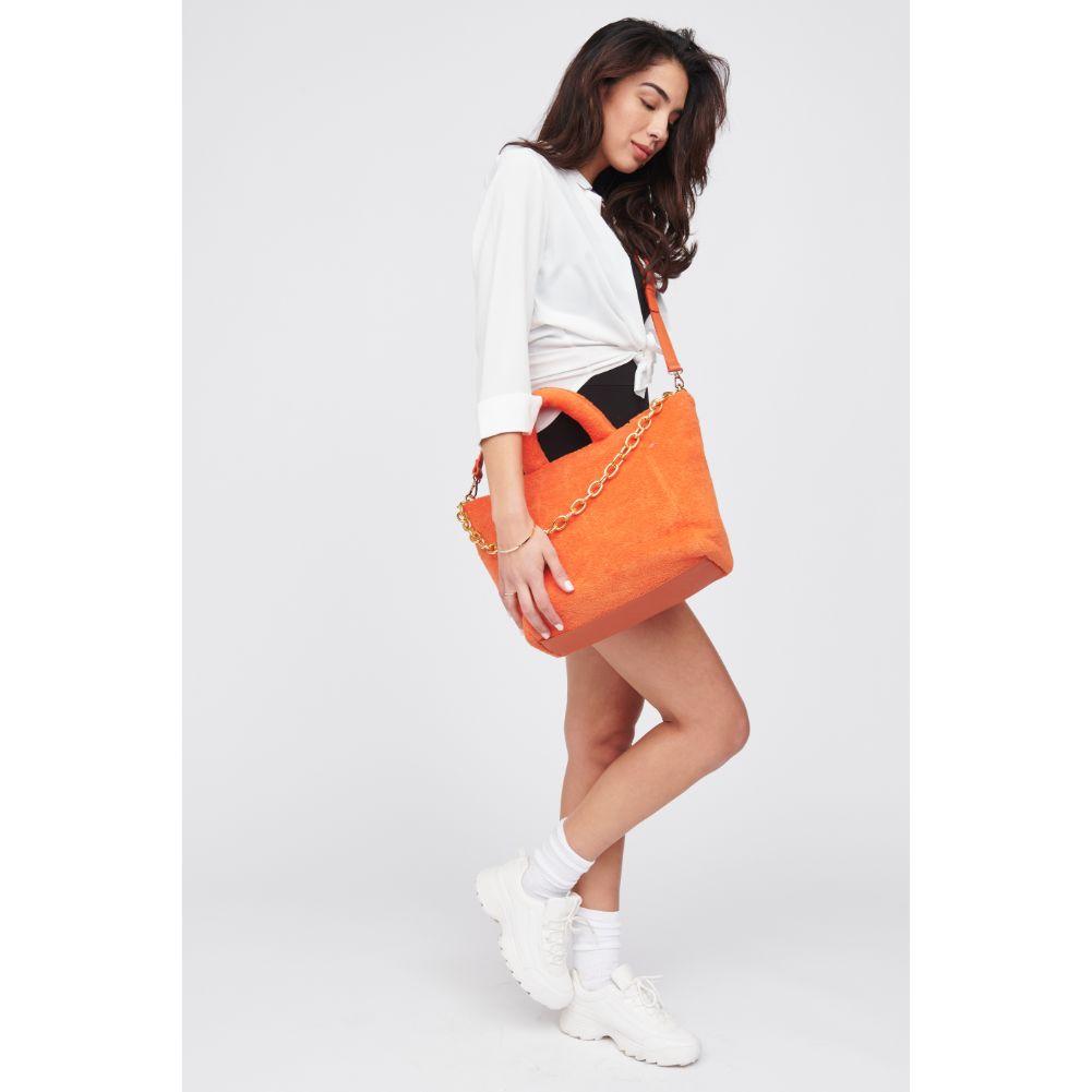 Woman wearing Clementine Urban Expressions Manisha - Terry Cloth Tote 818209019798 View 3 | Clementine