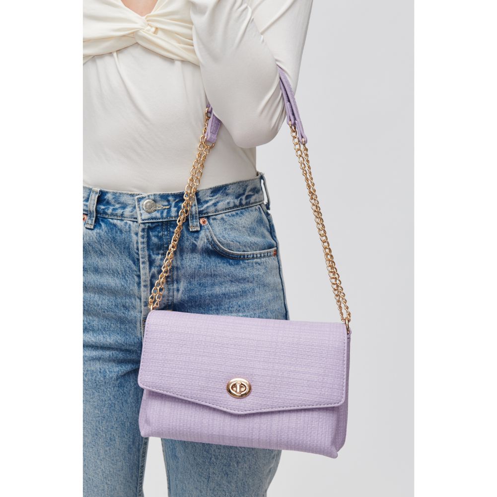 Woman wearing Lilac Urban Expressions Wrenlee Crossbody 840611118431 View 4 | Lilac