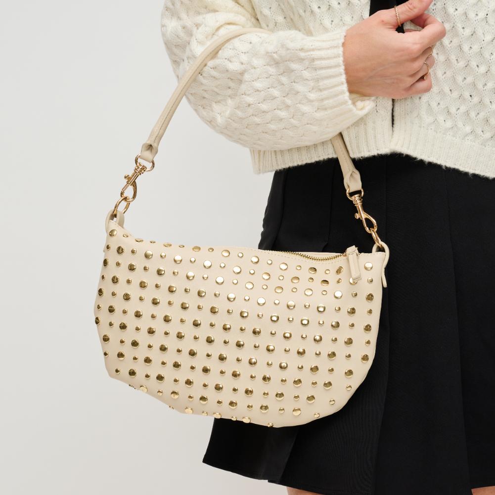 Woman wearing Oatmilk Urban Expressions Jordan Crossbody 840611193889 View 4 | Oatmilk