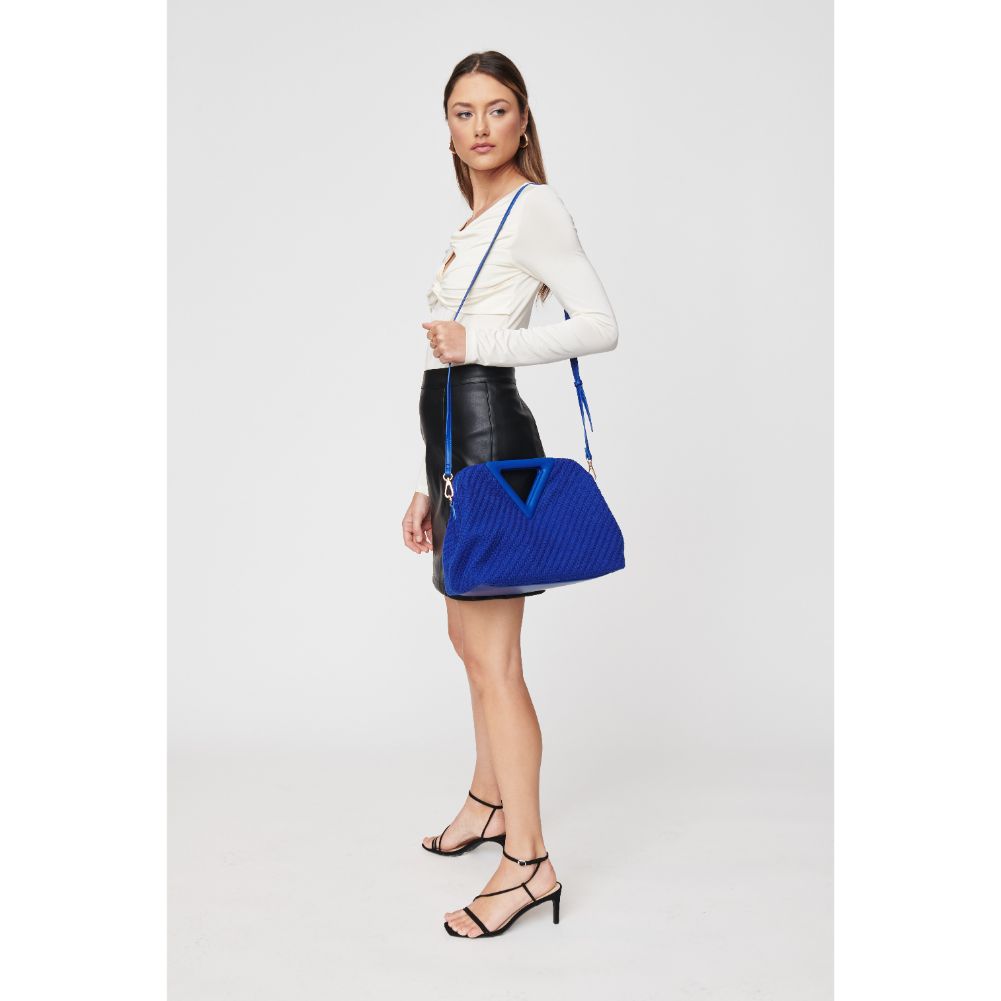 Woman wearing Cobalt Urban Expressions Natasha Tweed Crossbody 818209017411 View 2 | Cobalt