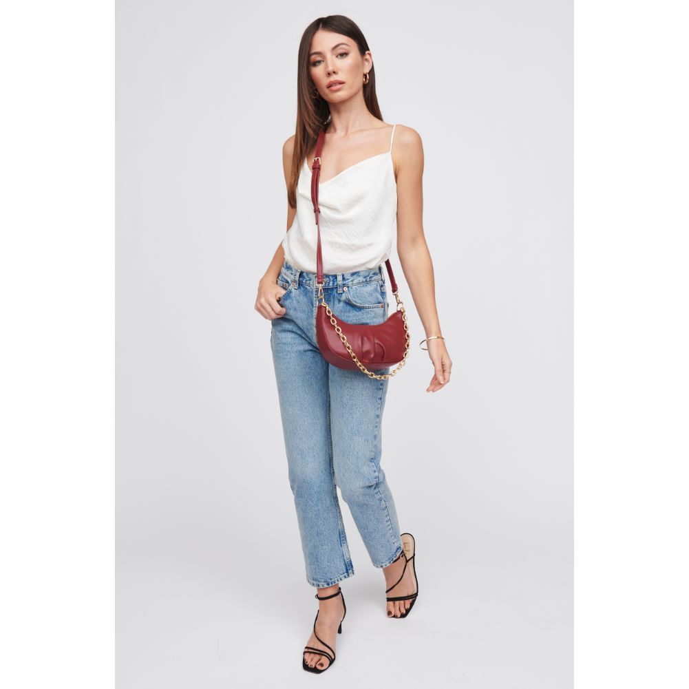 Woman wearing Merlot Urban Expressions Paige Crossbody 818209017091 View 3 | Merlot