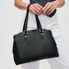 Woman wearing Black Urban Expressions Cambria Satchel 840611126689 View 1 | Black