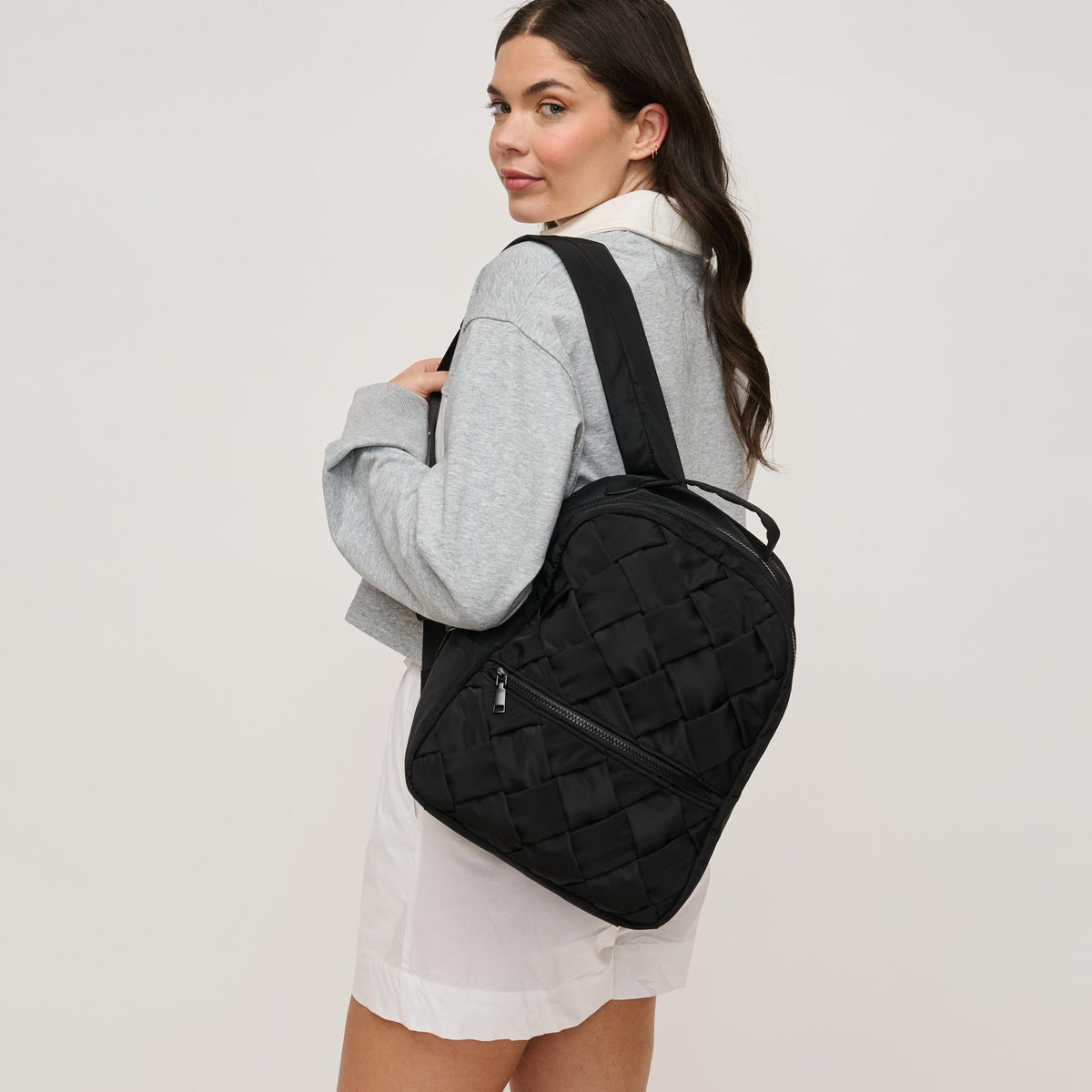 Woman wearing Black Urban Expressions Robin Backpack 840611146458 View 2 | Black