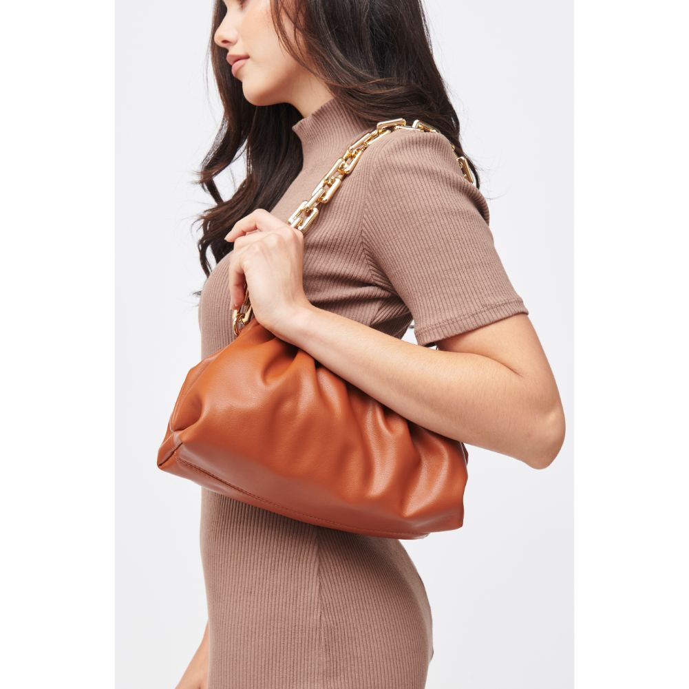 Woman wearing Cognac Urban Expressions Cassie Crossbody 840611183101 View 3 | Cognac