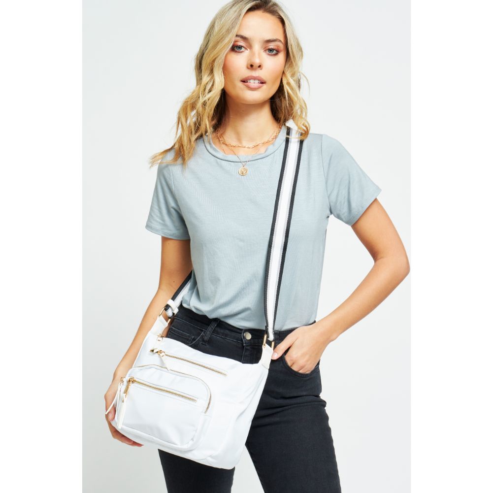 Woman wearing White Urban Expressions Mason Messenger 840611180704 View 2 | White