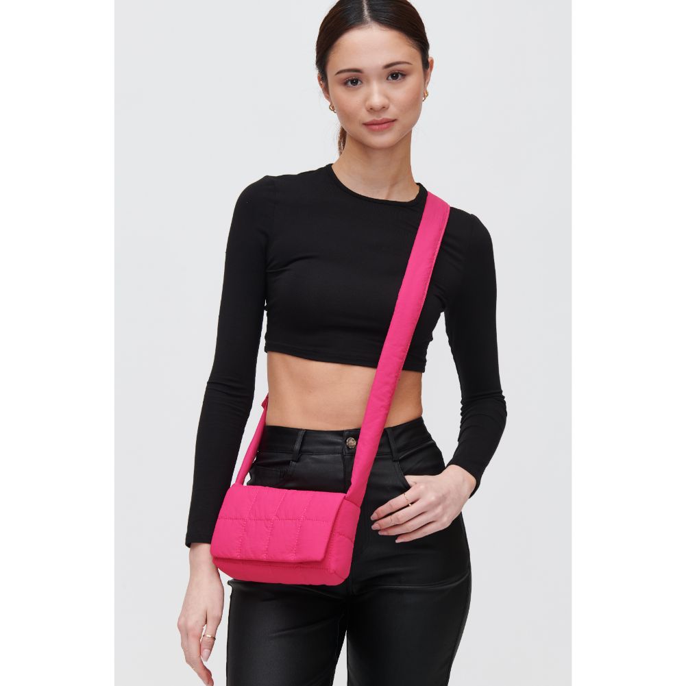 Woman wearing Magenta Urban Expressions Tandy - Nylon Crossbody 840611106117 View 1 | Magenta