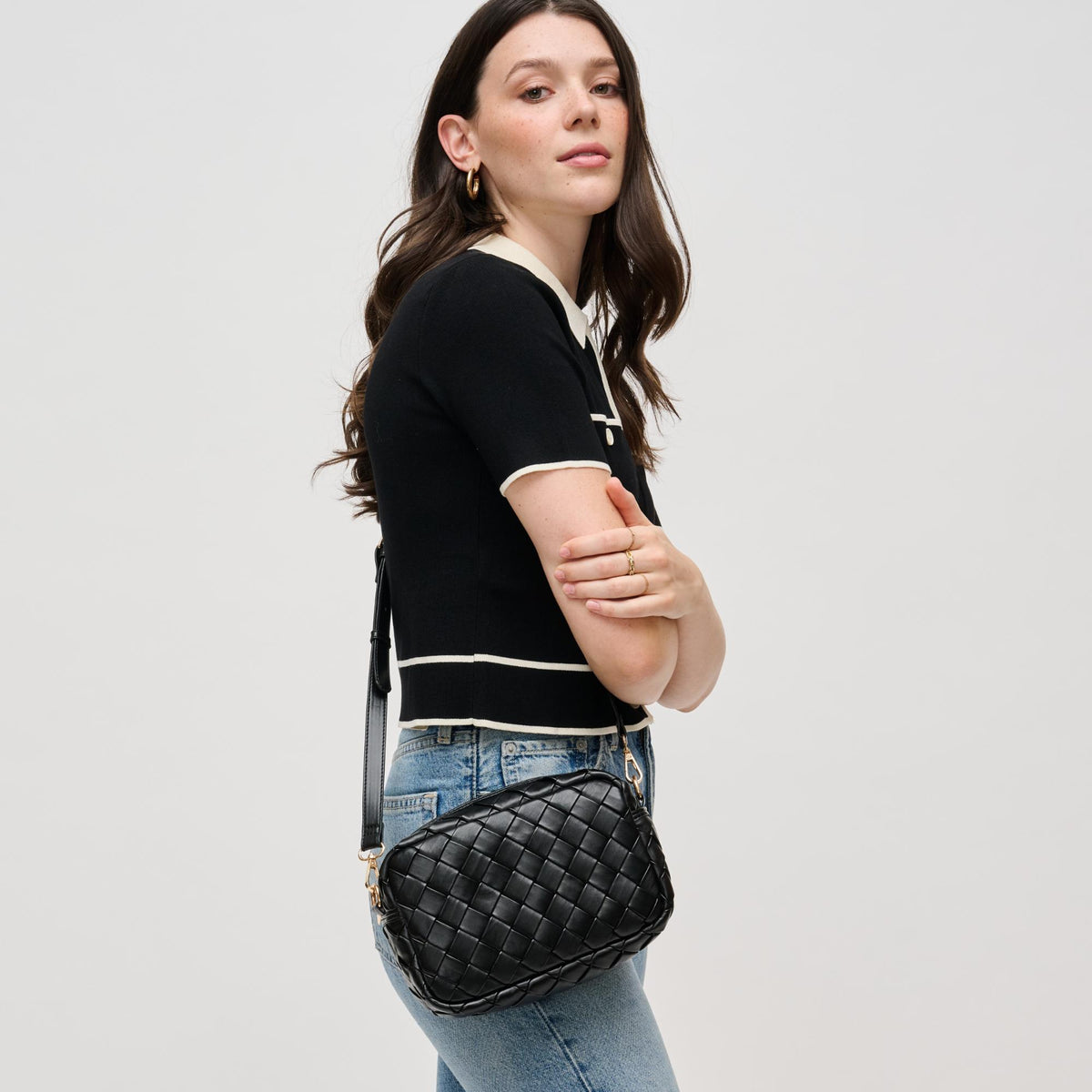 Woman wearing Black Urban Expressions Maddie Crossbody 840611133366 View 1 | Black