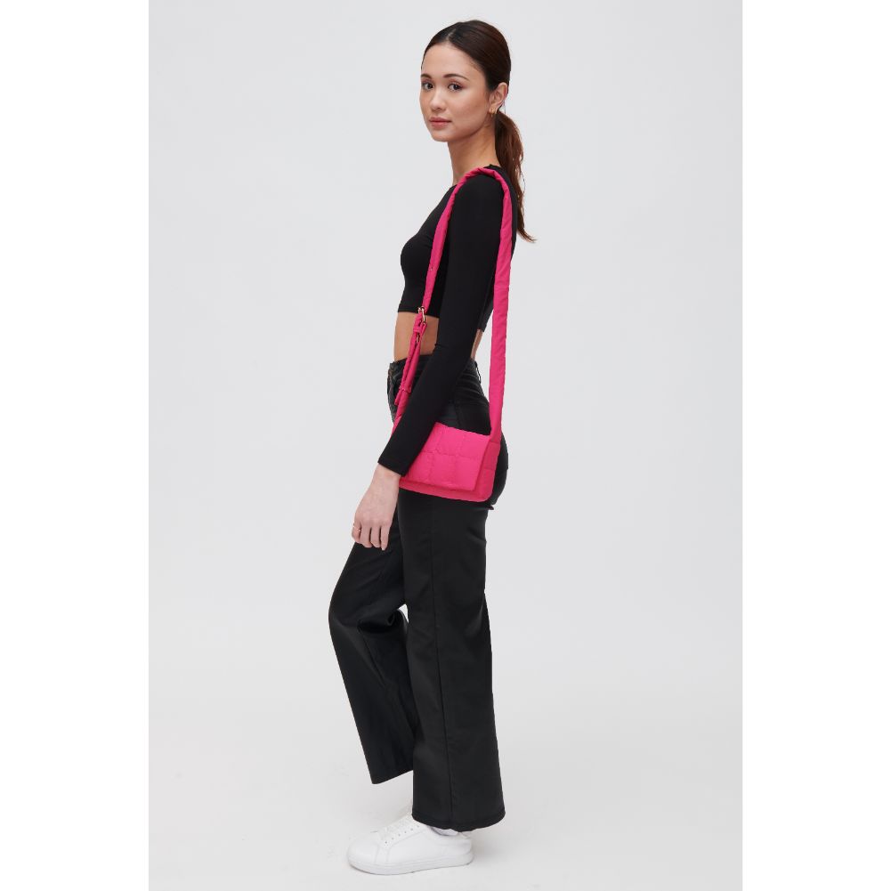 Woman wearing Magenta Urban Expressions Tandy - Nylon Crossbody 840611106117 View 2 | Magenta