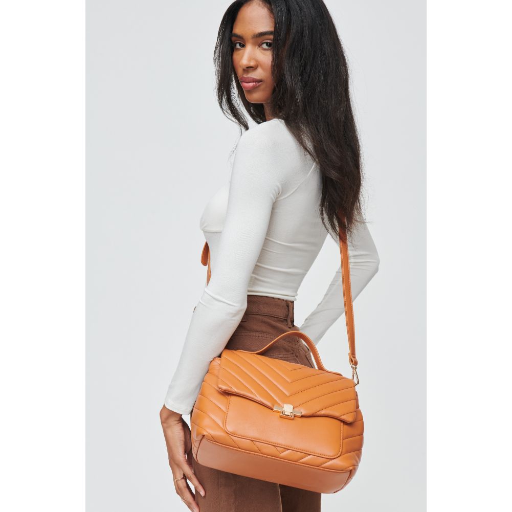 Woman wearing Tan Urban Expressions Imani Crossbody 840611108036 View 1 | Tan