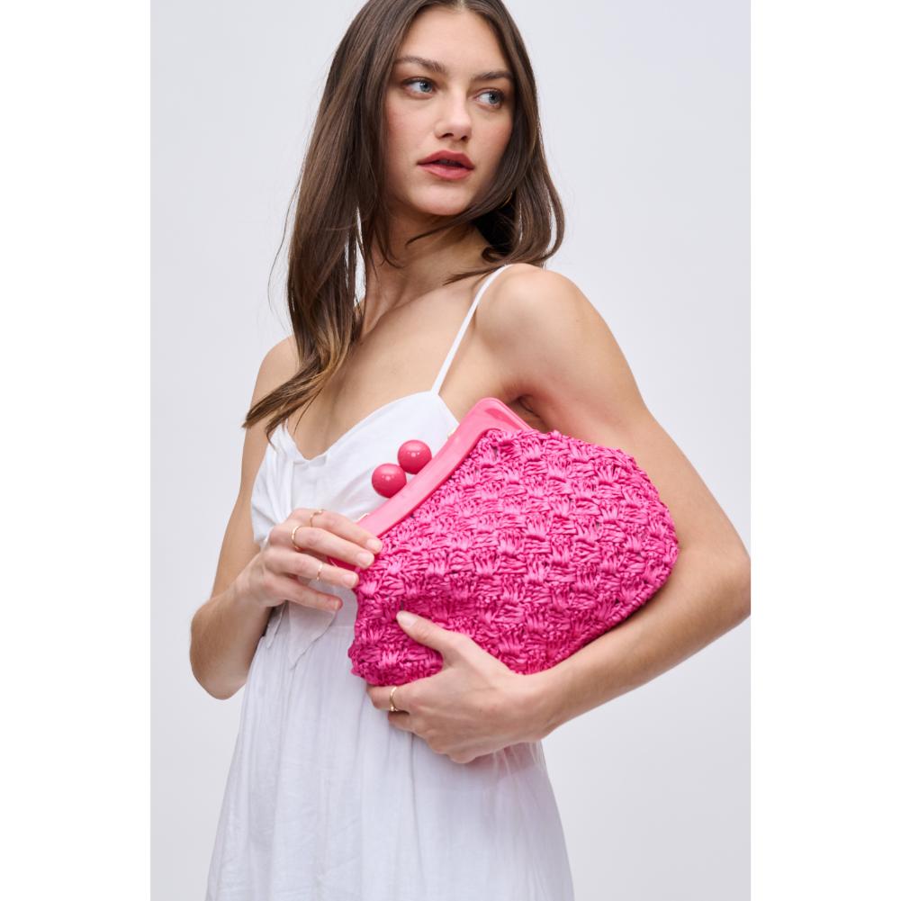 Woman wearing Hot Pink Urban Expressions Naomi Crossbody 840611119674 View 1 | Hot Pink