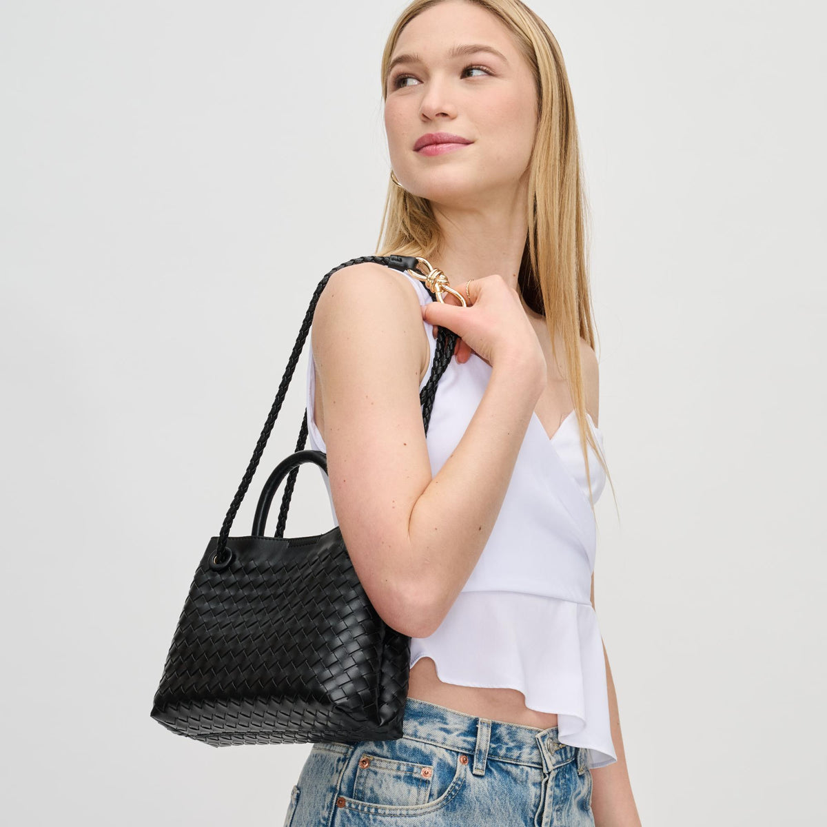 Woman wearing Black Urban Expressions Blakely Crossbody 840611129000 View 2 | Black