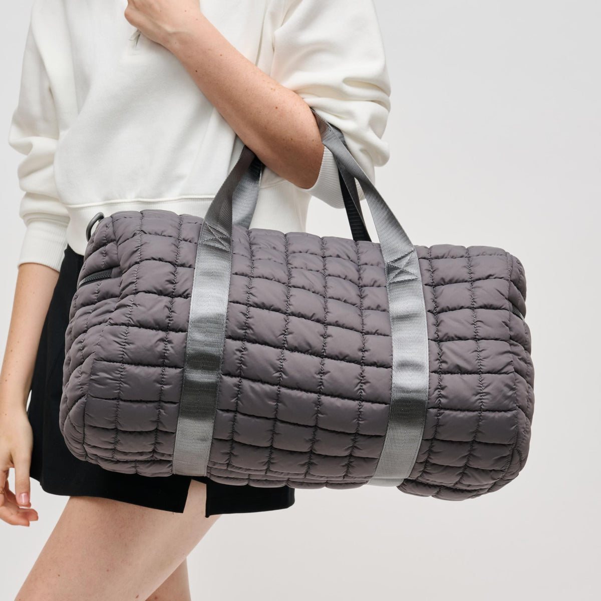 Woman wearing Carbon Urban Expressions Ty Duffel 840611141194 View 4 | Carbon