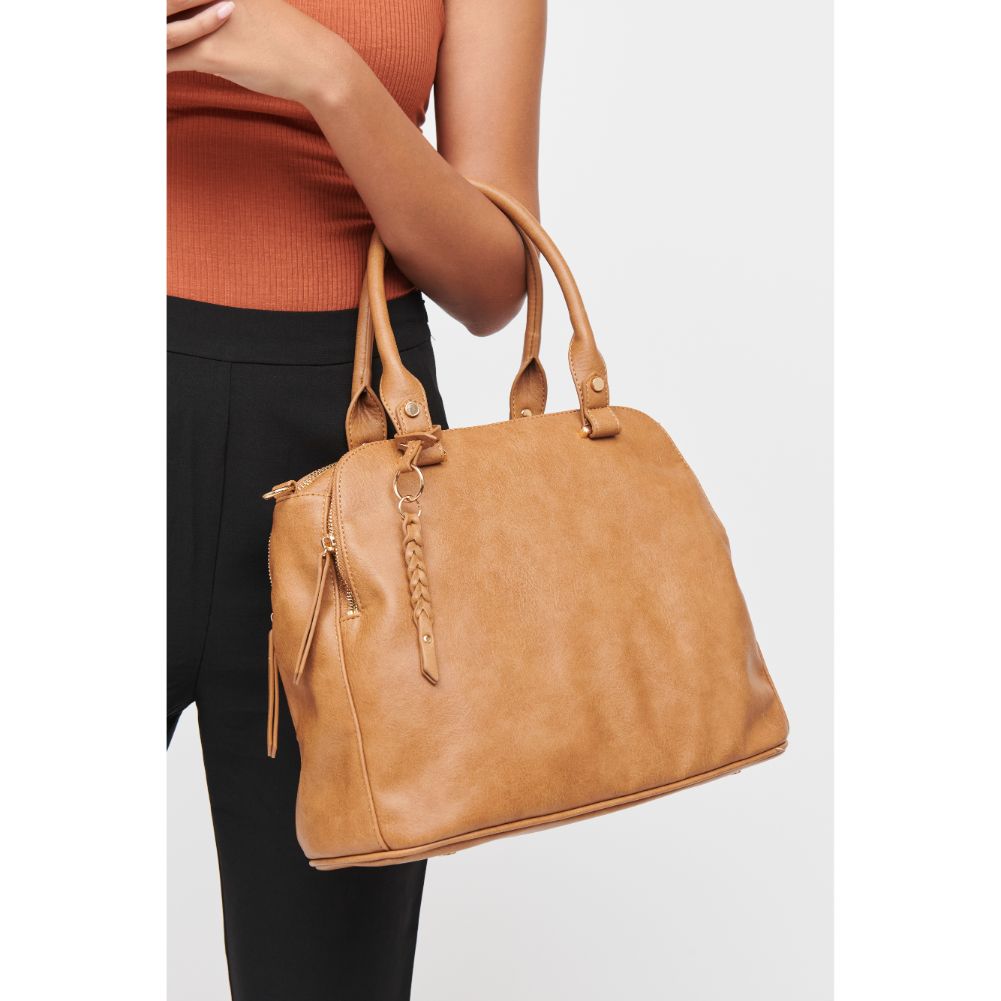 Woman wearing Camel Urban Expressions Noreen Satchel 840611185334 View 1 | Camel