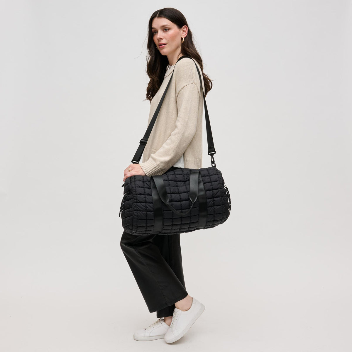 Woman wearing Black Urban Expressions Ty Duffel 840611141187 View 4 | Black