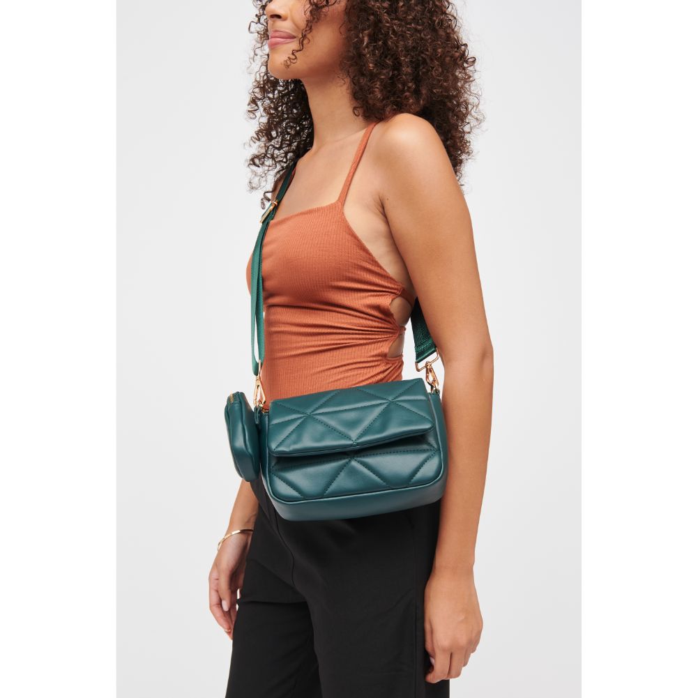 Woman wearing Hunter Green Urban Expressions Tasha Crossbody 840611185655 View 1 | Hunter Green