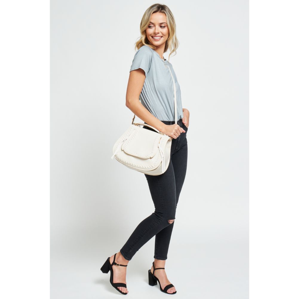 Woman wearing Cream Urban Expressions Khloe Crossbody 840611176677 View 4 | Cream