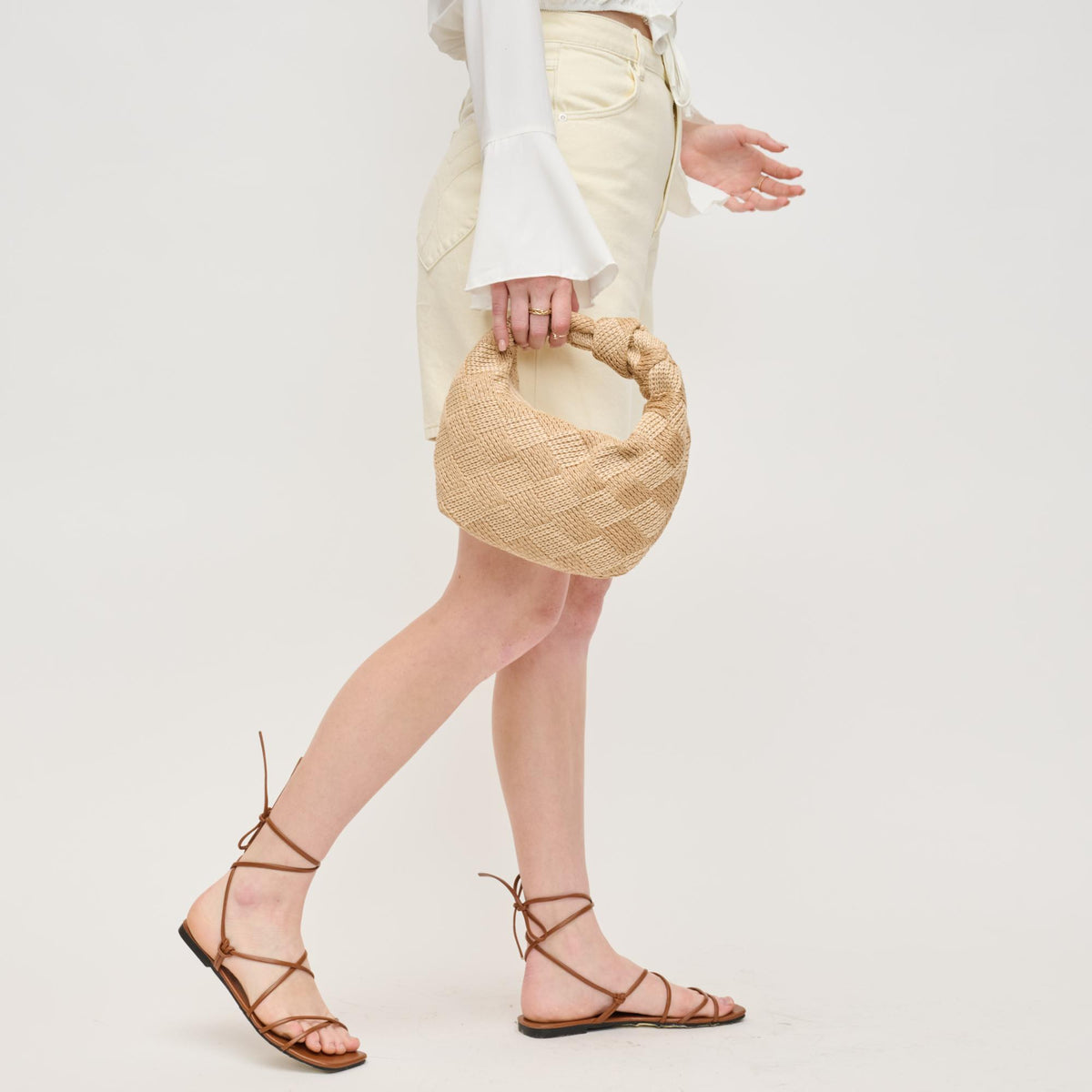 Woman wearing Natural Cream Urban Expressions Tracy Clutch 840611156570 View 4 | Natural Cream