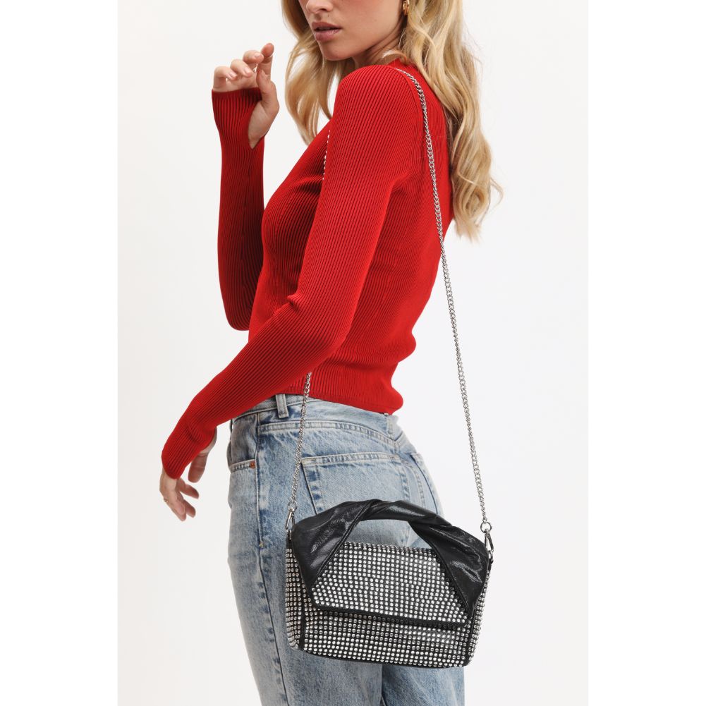 Woman wearing Silver Black Urban Expressions Stevie Crossbody 840611120816 View 2 | Silver Black