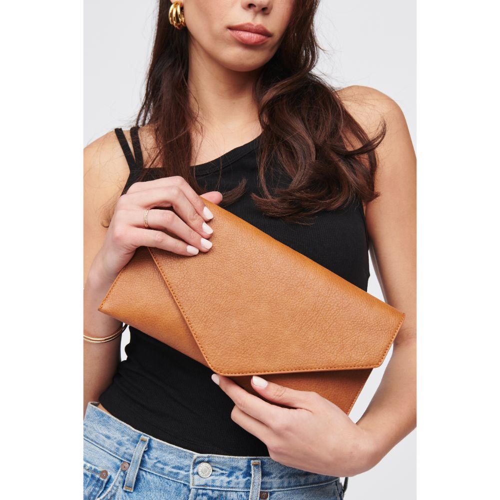 Woman wearing Tan Urban Expressions Izzy Clutch 840611100214 View 1 | Tan