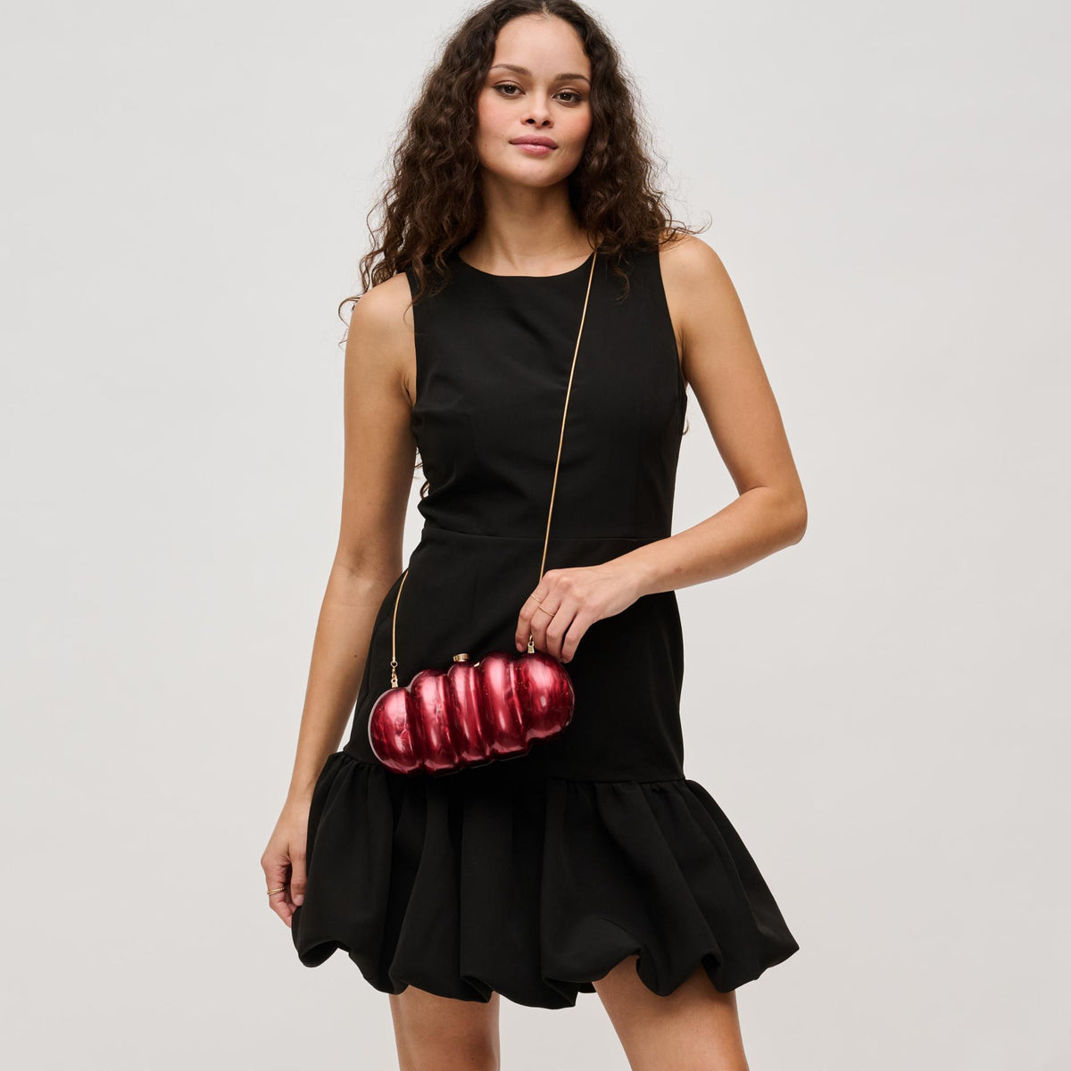 Woman wearing Burgundy Urban Expressions Myla Evening Bag 840611127730 View 2 | Burgundy