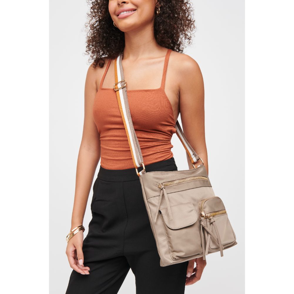 Woman wearing Taupe Urban Expressions Shay Messenger 840611182845 View 1 | Taupe