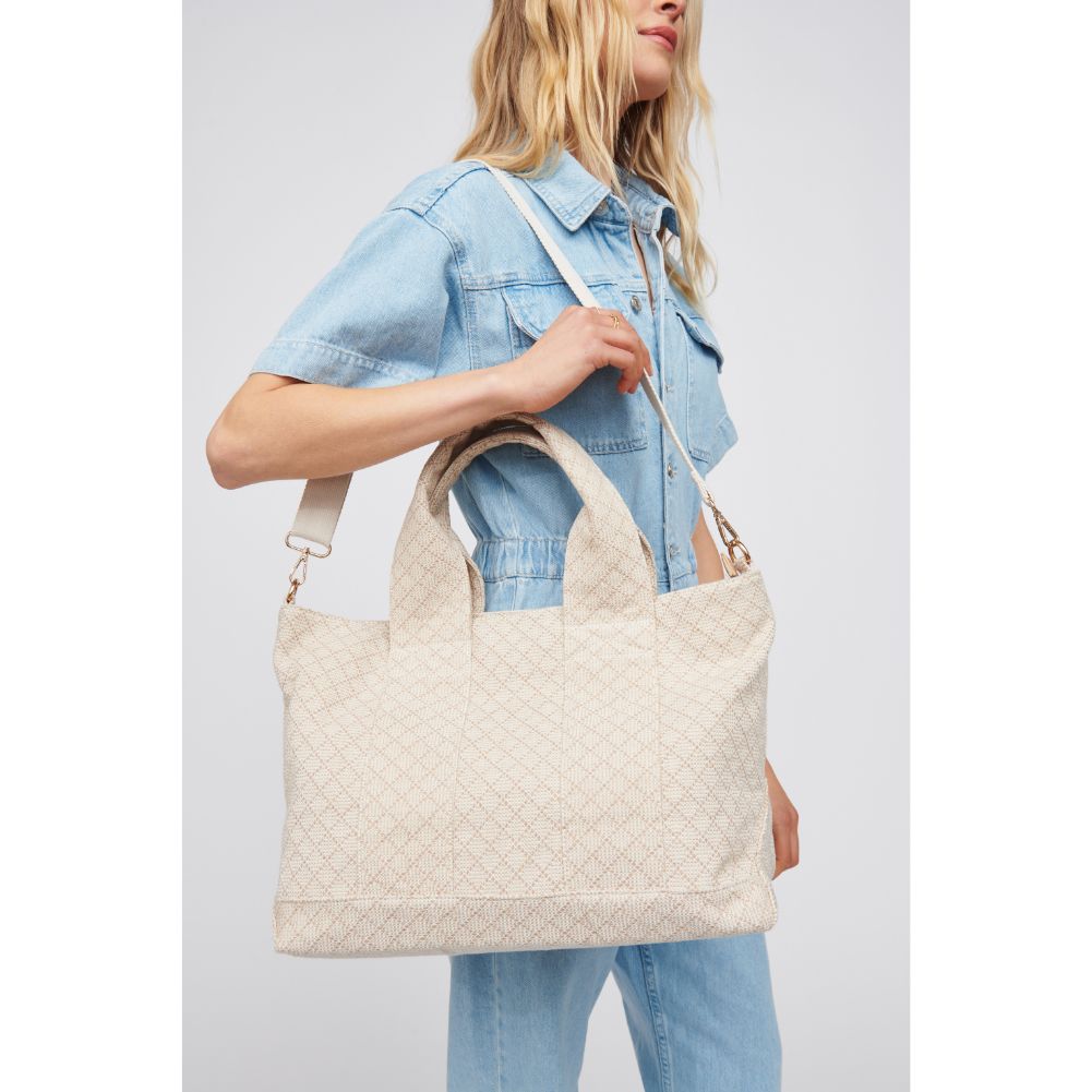 Woman wearing Natural Urban Expressions Dorret Tote 818209019767 View 1 | Natural