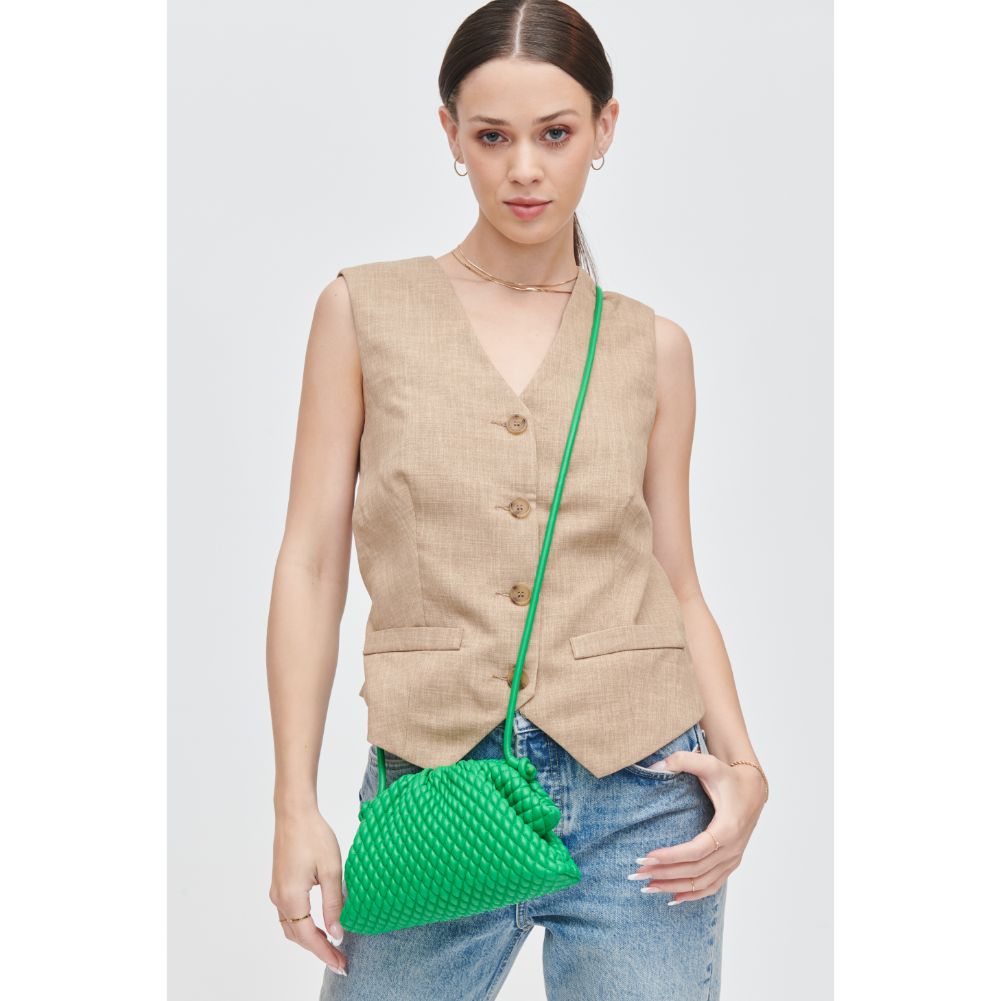 Woman wearing Kelly Green Urban Expressions Elise Crossbody 840611118370 View 1 | Kelly Green