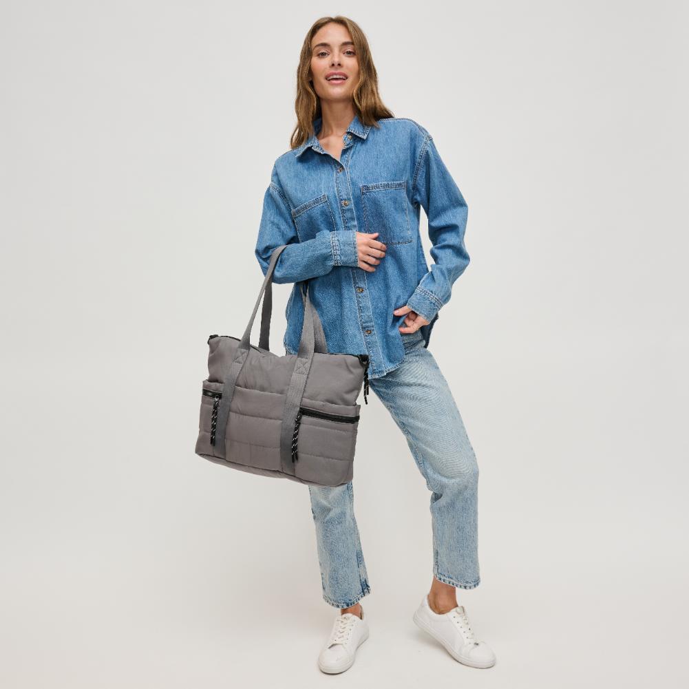 Woman wearing Grey Urban Expressions Jessi Tote 840611141163 View 3 | Grey