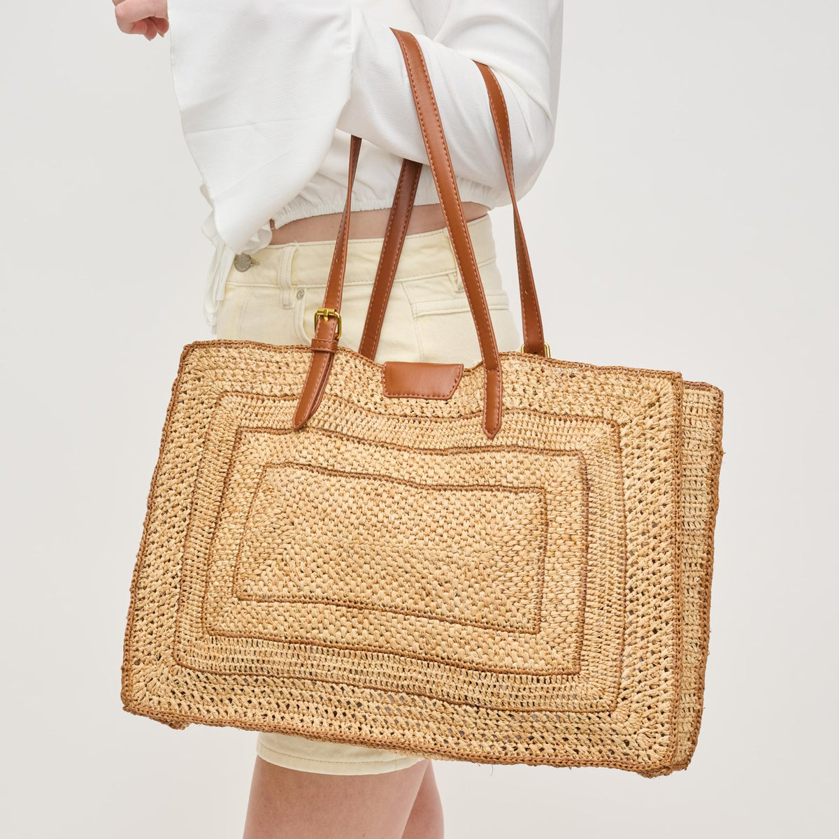 Woman wearing Natural Urban Expressions Demi Tote 840611153883 View 1 | Natural