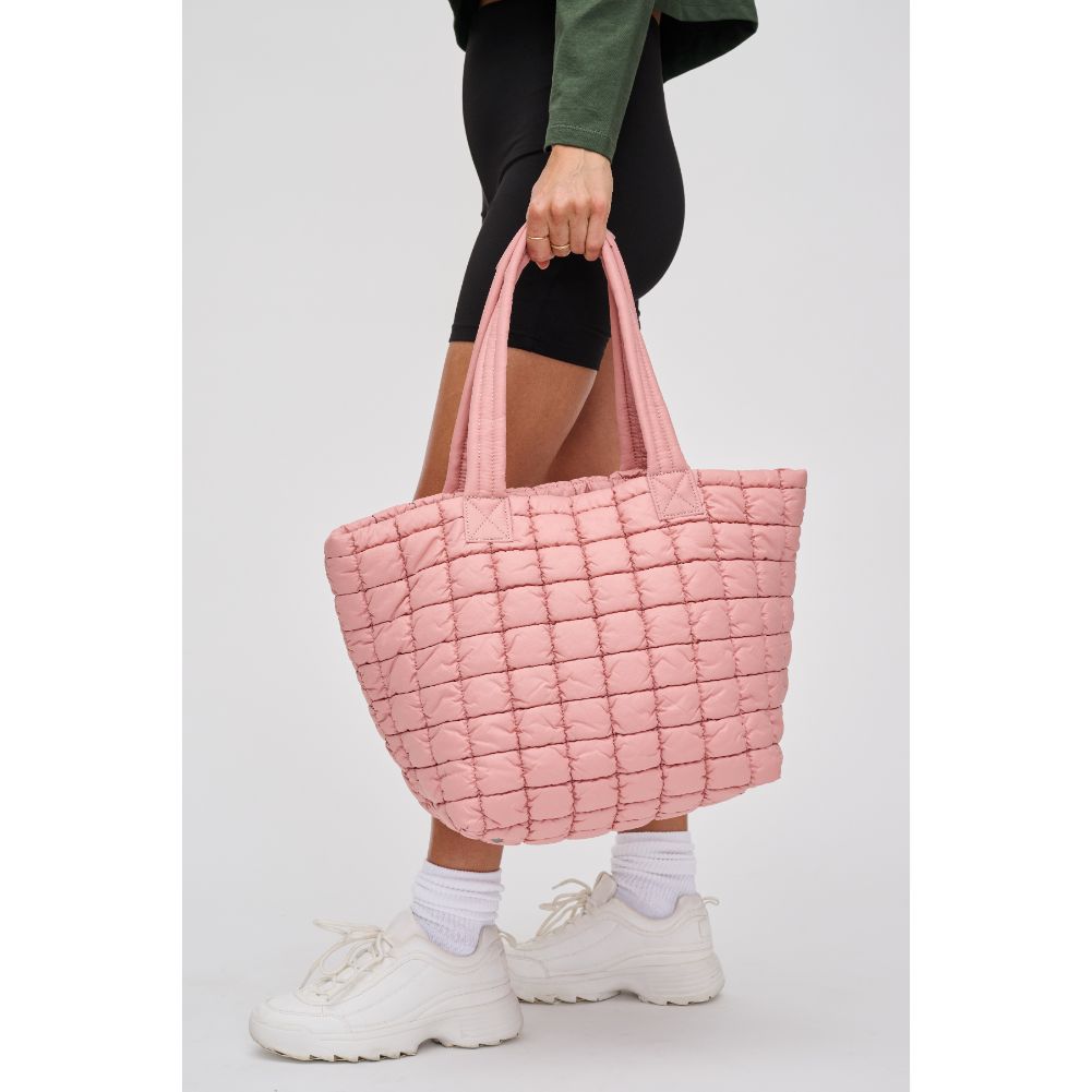 Woman wearing Pastel Pink Urban Expressions Breakaway - Puffer Tote 840611119872 View 1 | Pastel Pink