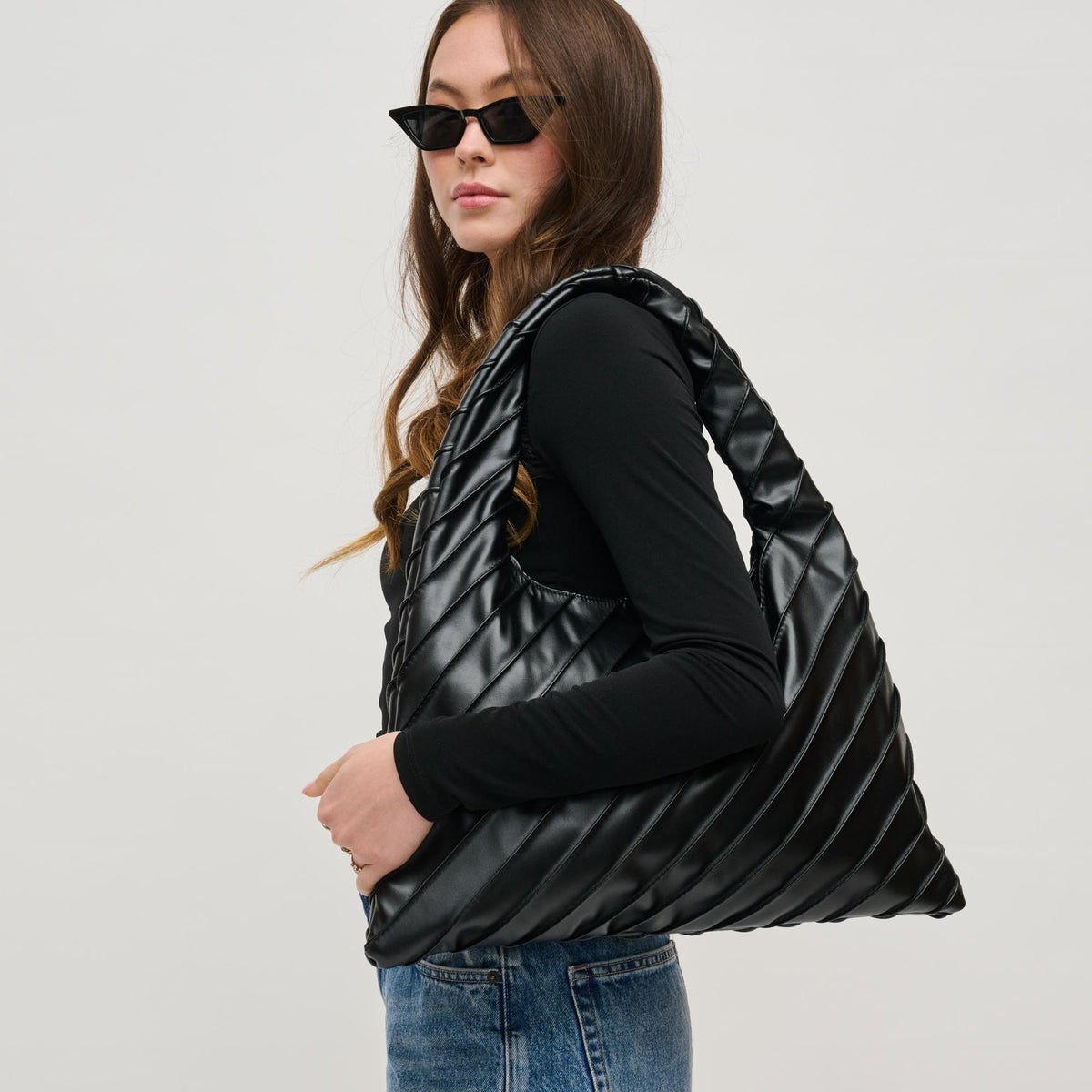 Woman wearing Black Urban Expressions Allie Hobo 840611156846 View 2 | Black