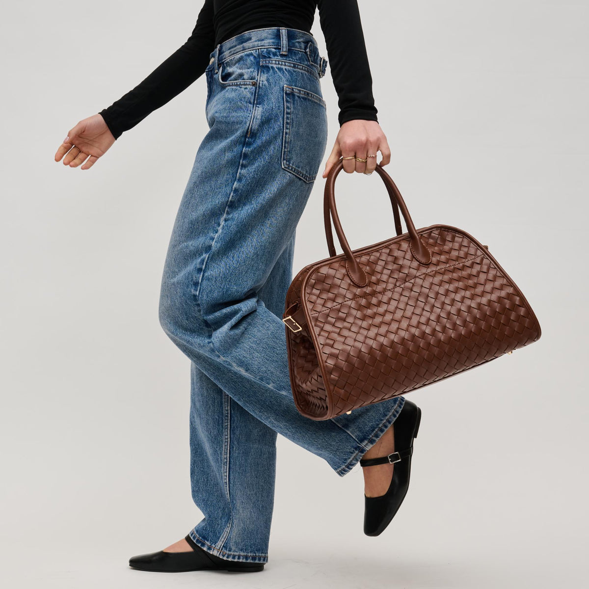 Woman wearing Chocolate Urban Expressions Rhonda Tote 840611144980 View 1 | Chocolate