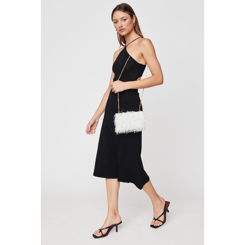 Woman wearing Ivory Urban Expressions Shoshanna Evening Bag 840611103376 View 3 | Ivory