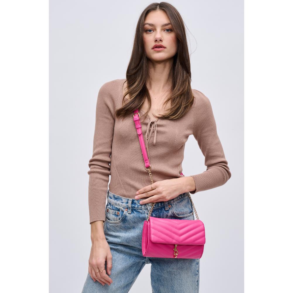 Woman wearing Hot Pink Urban Expressions Nanci Crossbody 840611123046 View 1 | Hot Pink